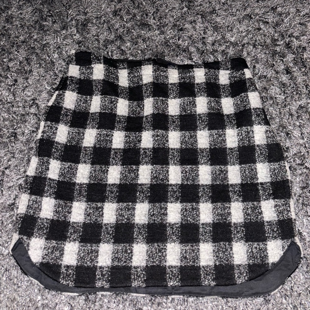 Madewell Black and White Plaid Pencil Skirt